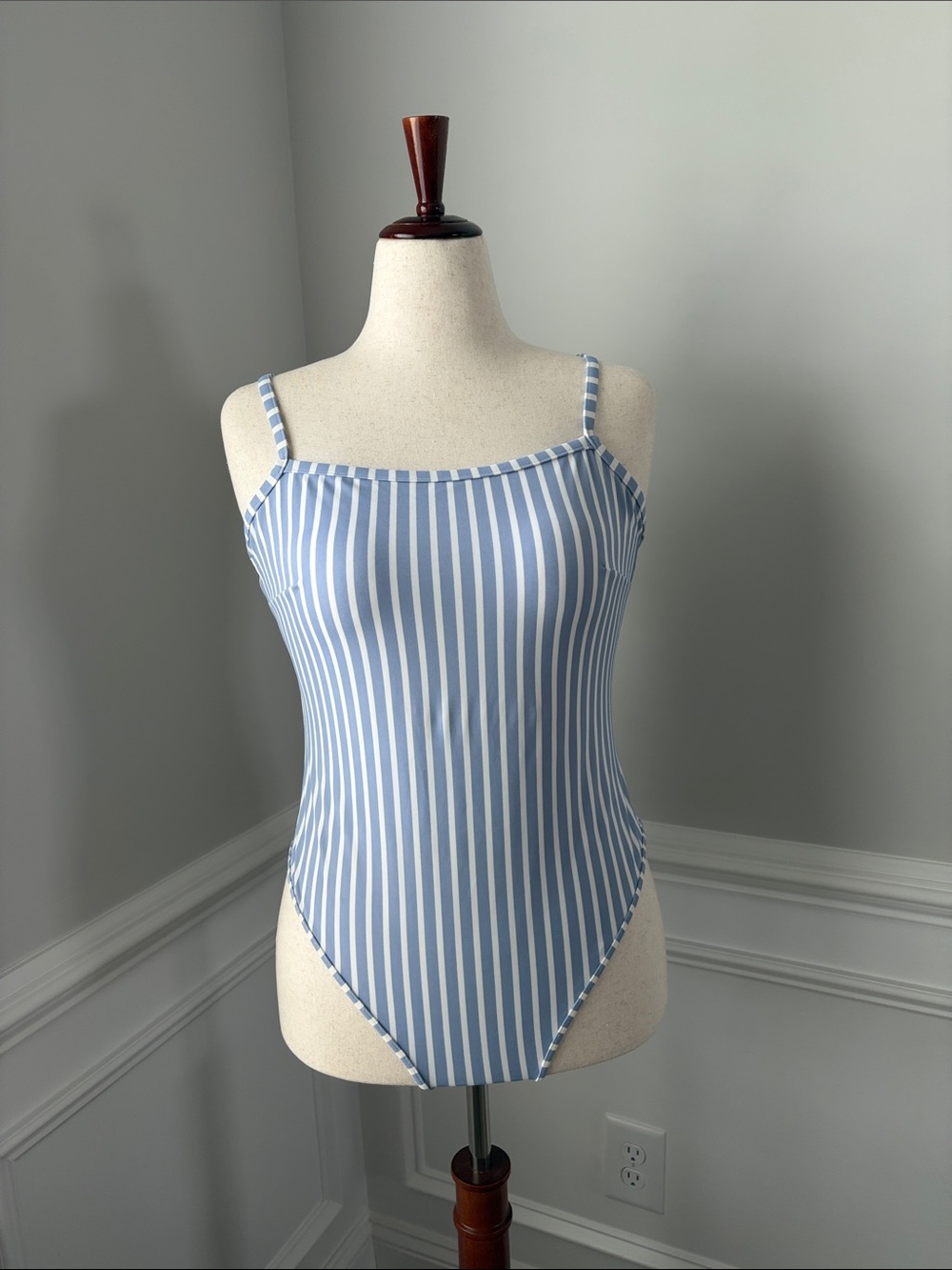 H&M Light Blue and White Striped Swimsuit - Picture 2 of 6